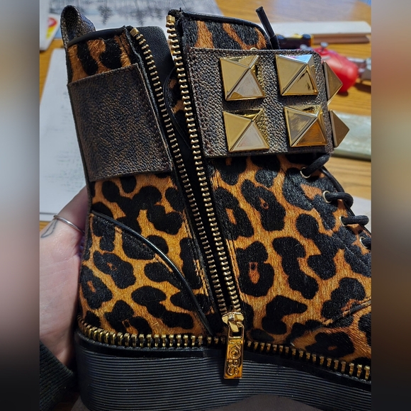 MICHAEL KORS Haskell Studded Printed Calf Hair Combat Boot - Picture 6 of 6